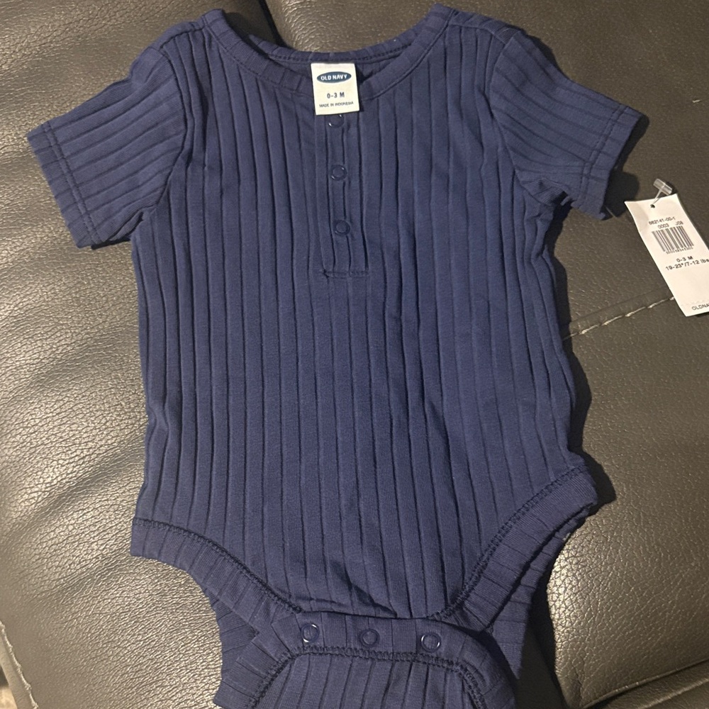 Old Navy Navy Ribbed Baby Bodysuit
